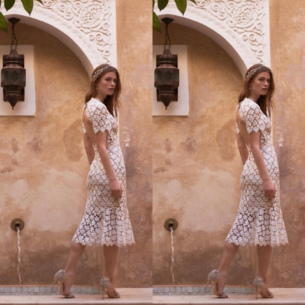 BHLDN Ivory Lace Midi Wedding Dress - Picture 5 of 9